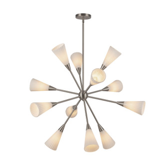 Cosmo 12 Light Chandelier in Brushed Nickel/Glossy Ribbed Opal Glass (452|CH462039BNGR)