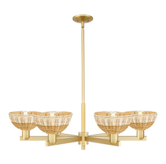 Arcadia Six Light Chandelier in Satin Gold (405|716-6CR-SG-NBD2-75-NAT)