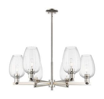 Arcadia Six Light Chandelier in Polished Nickel (405|716-6CR-PN-G457-6CL)