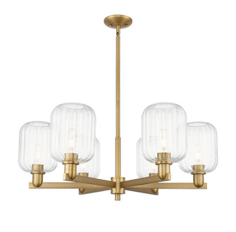 Arcadia Six Light Chandelier in Brushed Brass (405|716-6CR-BB-G460-7CL)