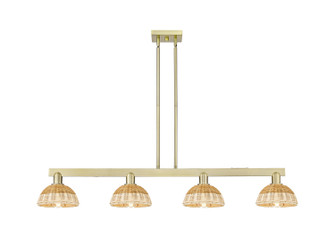 Arcadia Four Light Island Pendant in Antique Brass (405|716-4I-AB-NBD2-75-NAT)