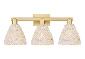 Arcadia Three Light Bath Vanity in Satin Gold (405|716-3W-SG-NBD-75-NAT)