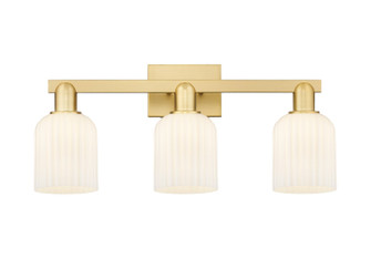Arcadia Three Light Bath Vanity in Satin Gold (405|716-3W-SG-G559-5GWH)