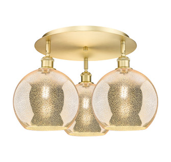 Ballston Three Light Semi-Flush Mount in Satin Gold (405|516-3C-SG-G128-10)