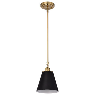 Dover One Light Pendant in Black / Vintage Brass (72|60-7408)