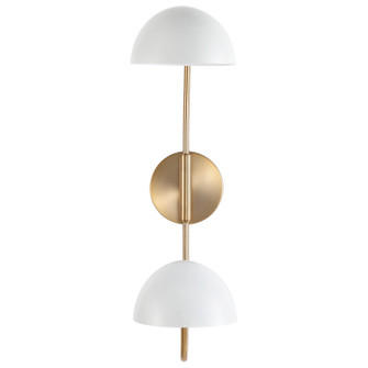 Trilby Two Light Wall Sconce in Matte White / Burnished Brass (72|60-7394) Trilby Two Light Wall Sconce in Matte White / Burnished Brass (72|60-7394)