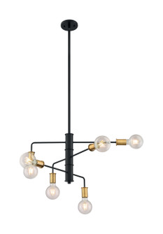 Ryder Six Light Chandelier in Black / Brushed Brass (72|60-7344)
