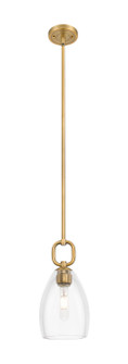 Downtown Urban One Light Mini Pendant in Brushed Brass (405|485-1S-BB-G485-6CL)