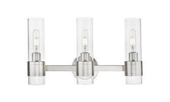 Downtown Urban Three Light Bath Vanity in Satin Nickel (405|467-3W-SN-G467-CL)