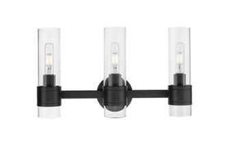 Downtown Urban Three Light Bath Vanity in Matte Black (405|467-3W-BK-G467-CL)