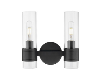 Downtown Urban Two Light Bath Vanity in Matte Black (405|467-2W-BK-G467-CL)