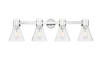 Downtown Urban Four Light Bath Vanity in Polished Nickel (405|464-4W-PN-G464C-7CL)