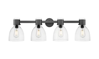 Downtown Urban Four Light Bath Vanity in Matte Black (405|464-4W-BK-G464D-7CL)