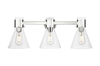 Downtown Urban Three Light Bath Vanity in Polished Nickel (405|464-3W-PN-G464C-7CL)