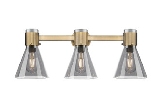 Downtown Urban Three Light Bath Vanity in Brushed Brass (405|464-3W-BB-G464C-7SM)