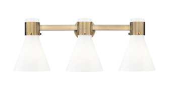 Downtown Urban Three Light Bath Vanity in Brushed Brass (405|464-3W-BB-G464C-7GW)