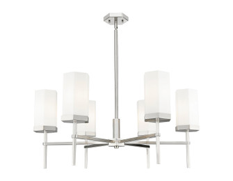 Downtown Urban Six Light Chandelier in Satin Nickel (405|463-6CR-SN-G463-8WH)