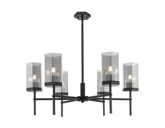 Downtown Urban Six Light Chandelier in Matte Black (405|463-6CR-BK-G463-8SM)