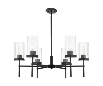 Downtown Urban Six Light Chandelier in Matte Black (405|463-6CR-BK-G463-8CL)