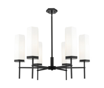 Downtown Urban Six Light Chandelier in Matte Black (405|463-6CR-BK-G463-12WH)