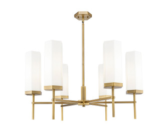 Downtown Urban Six Light Chandelier in Brushed Brass (405|463-6CR-BB-G463-12WH)
