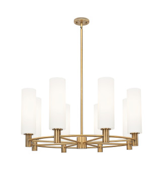 Downtown Urban Eight Light Chandelier in Brushed Brass (405|434-8CR-BB-G434-12WH)