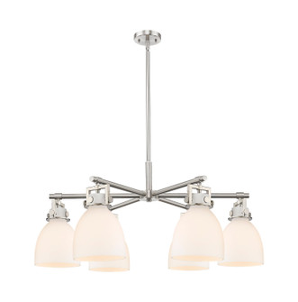 Downtown Urban Six Light Chandelier in Satin Nickel (405|411-6CR-SN-G412-7WH)