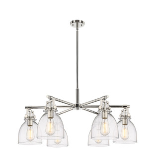 Downtown Urban Six Light Chandelier in Polished Nickel (405|411-6CR-PN-G412-7CL)