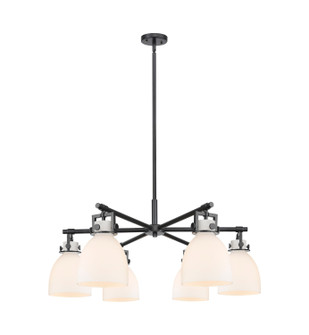 Downtown Urban Six Light Chandelier in Matte Black (405|411-6CR-BK-G412-7WH)
