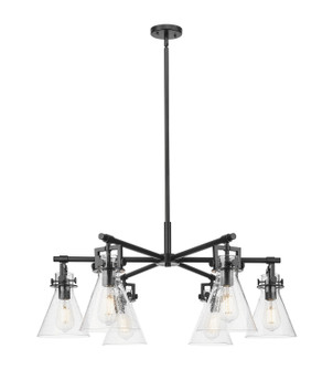 Downtown Urban Six Light Chandelier in Matte Black (405|411-6CR-BK-G411-7SDY)