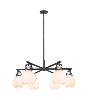 Downtown Urban Six Light Chandelier in Matte Black (405|411-6CR-BK-G410-7WH)