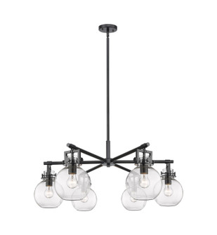Downtown Urban Six Light Chandelier in Matte Black (405|411-6CR-BK-G410-7CL)