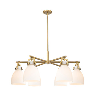 Downtown Urban Six Light Chandelier in Brushed Brass (405|411-6CR-BB-G412-7WH)