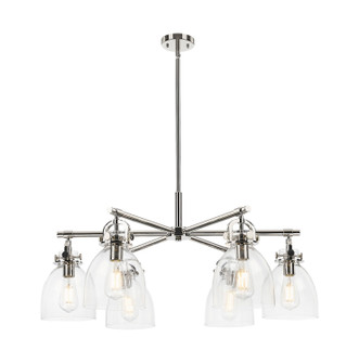 Downtown Urban Six Light Chandelier in Polished Nickel (405|410-6CR-PN-G412-7CL)