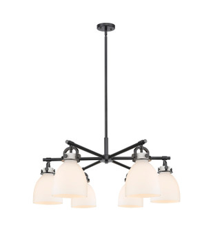 Downtown Urban Six Light Chandelier in Matte Black (405|410-6CR-BK-G412-7WH)