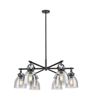 Downtown Urban Six Light Chandelier in Matte Black (405|410-6CR-BK-G412-7SM)