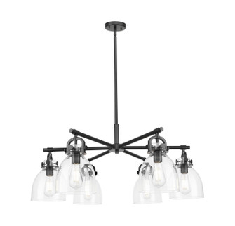 Downtown Urban Six Light Chandelier in Matte Black (405|410-6CR-BK-G412-7CL)