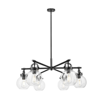 Downtown Urban Six Light Chandelier in Matte Black (405|410-6CR-BK-G410-7CL)