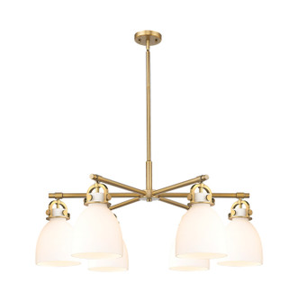 Downtown Urban Six Light Chandelier in Brushed Brass (405|410-6CR-BB-G412-7WH)