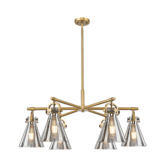 Downtown Urban Six Light Chandelier in Brushed Brass (405|410-6CR-BB-G411-7SM)