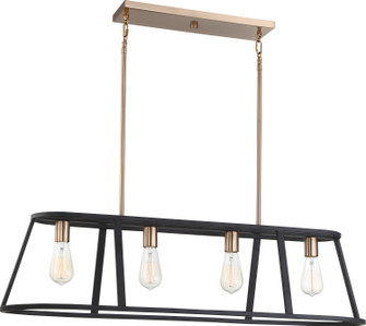 Chassis Four Light Island Pendant in Copper Brushed Brass / Matte Black (72|60-6644)