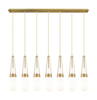 Downtown Urban Seven Light Linear Pendant in Brushed Brass (405|127-452-1P-BB-G452-4GWH)