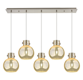 Newton Five Light Linear Pendant in Brushed Satin Nickel (405|125-410-1PS-SN-G410-8ME)