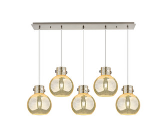 Newton Five Light Linear Pendant in Polished Nickel (405|125-410-1PS-PN-G410-8ME)