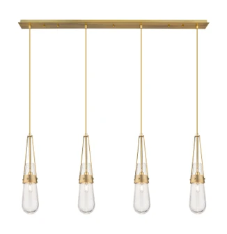 Downtown Urban Four Light Linear Pendant in Brushed Brass (405|124-452-1P-BB-G452-4SDY)