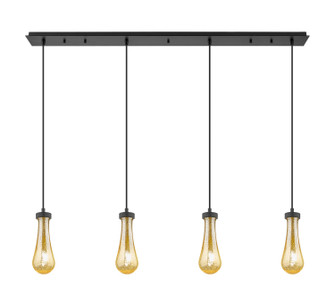 Downtown Urban Four Light Linear Pendant in Brushed Matte Black (405|124-451-1P-BK-G451-4ME)