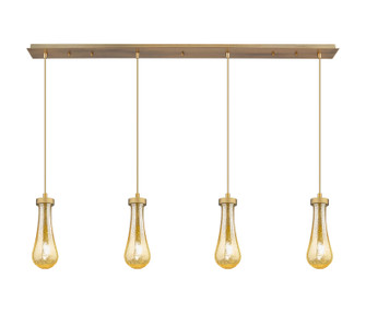 Downtown Urban Four Light Linear Pendant in Brushed Brushed Brass (405|124-451-1P-BB-G451-4ME)