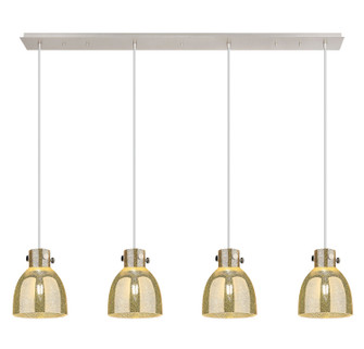 Downtown Urban Four Light Linear Pendant in Polished Nickel (405|124-410-1PS-PN-G412-8ME)