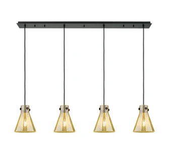 Downtown Urban Four Light Linear Pendant in Matte Black (405|124-410-1PS-BK-G411-8ME)