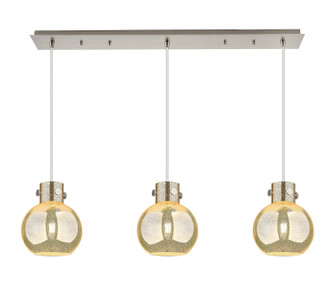 Newton Three Light Linear Pendant in Brushed Satin Nickel (405|123-410-1PS-SN-G410-8ME)